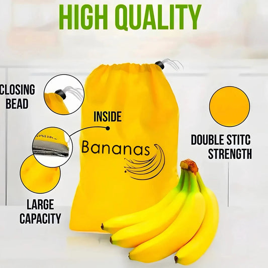  Durable Yellow Banana Storage Bags Insulated Fruit Vegetable Fresh-Keep Bundle Pocket Drawstring Banana Preserve Bag